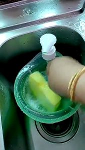 Soap Dispenser and Scrubber Holder with Sponge 2 in 1 Practical Dishwasher Pump Dispenser Press Kitchen Countertop Manual Sink Soap Dispenser Dispense Dish Soap Liquid Bottle for Home Bathroom Bar