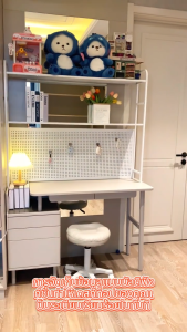 ชั้นวางของบนโต๊ะ ชั้นวางของบนโต๊ะคอมพิวเตอร์ ชั้นวางเดสก์ท็อปสองชั้น กระดานเก็บของ DIY