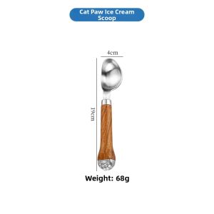 MOLORE | Ice Cream Scoop Cat Claw Wooden Handle 304 Stainless Steel