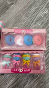 🌈 Bộ Tẩy Hình Đồ Ngọt Mini 🍦🍩🍭 – Set 4 Hộp Nhiều Mẫu Dễ Thương