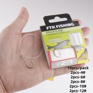 Lưỡi Câu Cá Chép Thép Carbon Cao Cấp FTK 10 Cái/gói Nhiều Kích Cỡ 4 # 6 # 8 # 10 # 12 # Dây Câu Sẵn Sàng Sử Dụng Với Dây Cước Đơn Sợi Dùng Cho Câu Cá Hồ