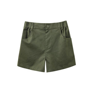 Quần Short Công Sở Thường Ngày Cho Bé Gái Mùa Hè 2025 Quần Dài Cotton Màu Trơn Đa Năng Có Túi Lớn Quần Áo Trẻ Em