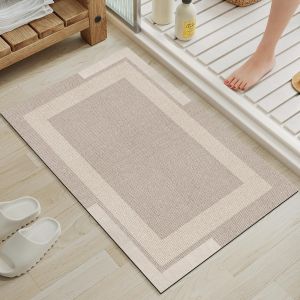 VIKAMA Non Slip Thin Bath Mat Bathroom Rugs With Rubber Backing Quick Dry Super Absorbent Washable Rugs for Bathroom Home Decor