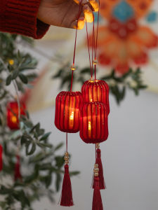 Red Lantern Hanging Decoration Glowing Outdoor Courtyard New Years Day New Years Decorative Scene Atmosphere Arrangement Items