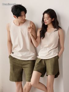 Chest Padded Cotton Summer Sleepwear for Couples