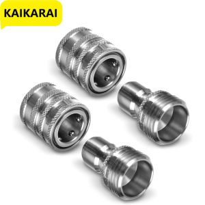Garden Hose Quick Connect Fittings Stainless Steel Water Hose Adapter 3/4 1/2 Thread Connector Set Durability and Leak Free