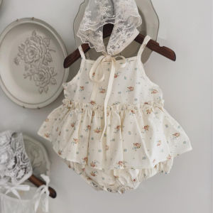 Summer Cotton Floral Baby Dress Pinafore Jumpsuit
