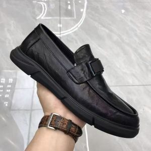Mens Casual Driving Shoes Soft Bottom Breathable Slip-On Bean Bean Shoes Business Leather Shoes Comfortable round Toe Shoes