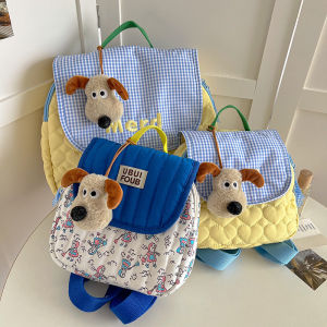 กระเป๋าเป้สะพายหลังเด็กนักเรียนอนุบาลสไตล์เกาหลีน่ารัก กระเป๋าเป้สะพายหลังผ้าฝ้ายแบบหัวเข็มขัด กระเป๋าเป้สะพายหลังแบบพกพาสำหรับคุณแม่และลูก