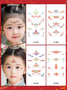 Non-toxic Festival Performance Eyebrow Stickers for Girls Kindergarten Traditional Chinese Costume Flower Discs Decorations