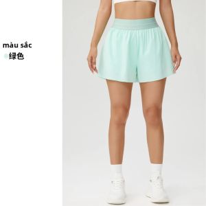 Quần Short Thể Thao Nữ Cạp Cao Nhanh Khô Mỏng Chống Chói Mặc Thường Ngày Tập Yoga Chạy Bộ Đi Nghỉ Gói 2 Chiếc Chất Liệu Polyester Và Elastane