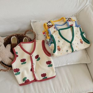 Áo Ghi Lê Trẻ Em Áo Khoác Nhung Hai Mặt Có Hạt Vải Nỉ Bé Trai Áo Ghi Lê Bé Trai Thu Đông Áo Ghi Lê Em Bé Mặc Bên Ngoài