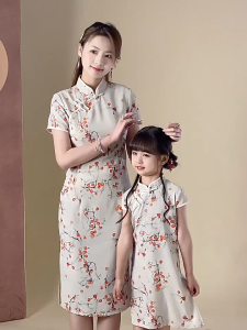 daidai (Ready Stock) Parent Child Cheongsam Slim Fit Women Children Qipao CNY Mother Mum Daughter