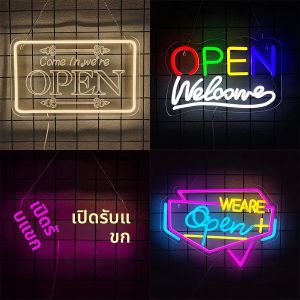LED Neon เปิดป้ายสําหรับธุรกิจไฟ LED นีออนสําหรับปาร์ตี้บาร์ Salon ร้านค้าโรงแรม Wall Decor Come in Were เปิดUSB Powered