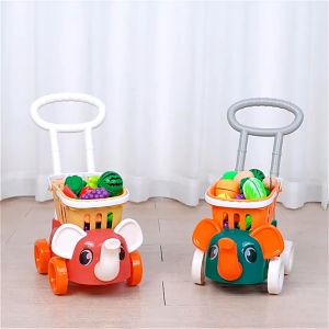 Ready Stock Kids Simulation Supermarket kids Shopping Cart Mini kids Trolley With Fruit Vegetable cut fruit toys