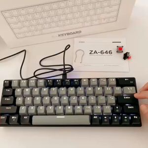 ZIFRIEND ZA-646 Keys Mechanical Keyboard White Backlit Hot Swappable Blue Red Switch Gaming Keyboard