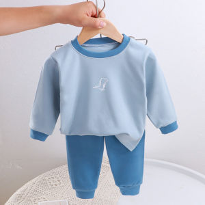 Cute Childrens Underwear Set Candy Color Spring Autumn Kids Sleepwear Pants And Shirt Girls Boys Cartoon Style Home Clothes
