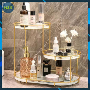 ( Sẵn )Kệ Đựng Mỹ PhẩmĐồ Trang Điểm 3 Tầng Có Viền Mạ Vàng Làm Bằng Thép Không Gỉ Phong Cách Châu Âu Đẹp Và Sang Trọng