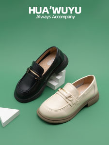 Comfortable Leather Loafers for Women Student Uniform Style Spring British Style Flat Heel round Toe Casual Fashion Single Shoes