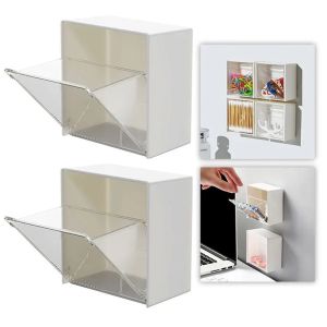 3/5Pcs Wall Mounted Flip-top Storage Box Clear Plastic Box for Bathroom Jewelry Cotton Swabs Makeup Organizer