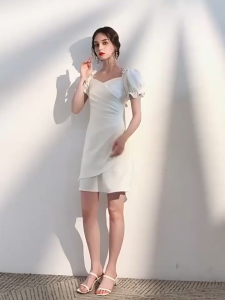 ส่งจากไทย🚛 เดรสผู้หญิง แขนพัฟ เดรสสไตล์ฝรั่งเศส เดรสแขนตุ๊กตา มินิเดรส