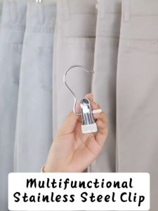 Storix Stainless Steel Multipurpose Clothes Drying Clips With Hook Sturdy Clothespin Windproof Clothes Pegs Hanger