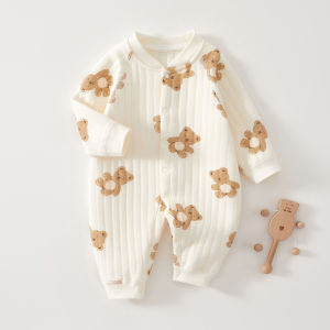 Sonkpuel | Thick Cotton Newborn Jumpsuit Cute Bear Romper Infant Crawling Clothes Winter Long Sleeved Bodysuit Boy Girl Kids Onesie Pajamas
