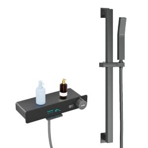 BESTH | Gun Gray White Bathroom Shower Set Pressurized