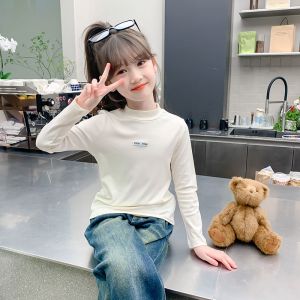 Double-Sided Dralon Girl Long Sleeves T-shirt 2024 New Arrival Girl Autumn and Winter Inner Wear Blouse Kids Autumn Wear Bottoming Shirt