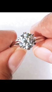 คลาสดูแสดง แหวนเพชร 3.03 กะรัต #moissanite diamond บนตัวเรือน #แหวนเงิน #silverstirling925 แท้ ไซส์9 หรือ 59