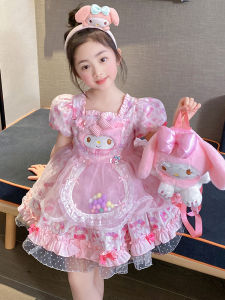 ชุดเดรสฤดูร้อนสำหรับเด็กผู้หญิงสไตล์เจ้าหญิงโลเรตา ชุดกระโปรงทรงฟองสีสันสดใส แขนสั้น ความยาวปานกลาง เดรสยาวปานกลาง