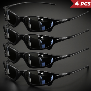 4PCS Futuristic Small Frame Colorful Sports Sunglasses - Wraparound Fit UV400 for Cycling Fishing & Travel