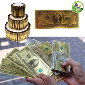 Đô La Thiếc Mạ Vàng Hàng Loại 1 Cao Cấp Mệnh Giá 2 Đô May Mắn Ánh Kim Sang Trọng Kích Thước 155 x 65 cm Phụ Kiện Dùng Làm Tháp Tiền Tài Lộc Handmade Tuyệt Đẹp