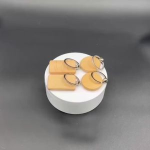 20PCS kayu basswood bahan souvenir gantungan kunci kayu keychan wood