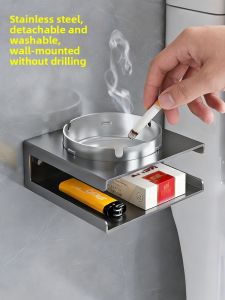 Wall-mounted Home & Commercial Use Stainless Steel Ashtray Mobile Phone Stand