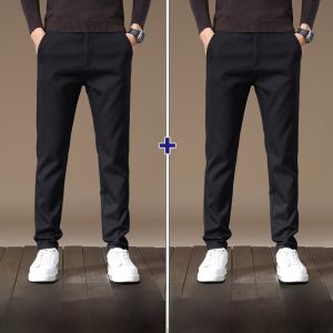 ROMON | กางเกงขายาวทรงตรงลำลองสำหรับผู้ชาย ทรงหลวม ทรงธุรกิจ กางเกงขายาวลำลองสุดหรูหรา ทรงหลวม ทรงตรง สำหรับผู้ชาย ฤดูใบไม้ร่วง/ฤดูหนาว 2023 ใหม่