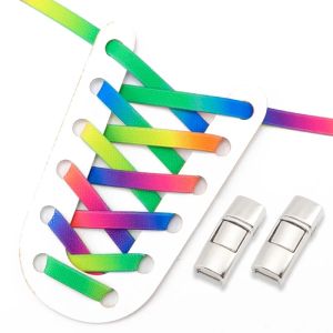 Elastic Shoelaces Comfortable And Stylish Accessory For Sneakers Colorful shoe Laces Without Ties Metal lock Lazy Shoelace Flat