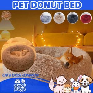 【Blue Petz】FLUFFY DONUT BED ROUND BED FOR PET DOG CAT PUPPY KITTEN. super soft & washable
