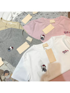 Áo Thun Cotton Tay Ngắn in Hình Mèo KT Phong Cách Hàn Quốc Dành Cho Nam Và Nữ Mùa Hè Thường Ngày Không Có Thương Hiệu