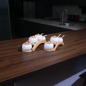 Bamboo Lid Spice Jars Kitchen Storage