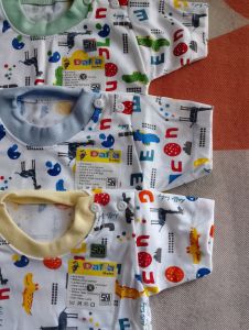 baju oblong kancing bahu putih isi 3 pcs warna tangan panjang pendek