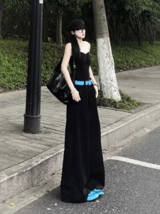 Quần Ống Rộng Cạp Cao Màu Đen Dài 180cm Cho Nữ Quần Ống Đứng Rộng Rãi Quần Tây Cao Cấp Quần Dài Cho Nữ