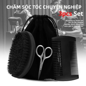Bộ Cọ Cạo Râu Bằng Gỗ Tự Nhiên Cho Nam Kèm Lược Kéo Dụng Cụ Chăm Sóc Râu Làm Sạch Mặt Tạo Kiểu Tóc Bộ Dụng Cụ Gỗ Tự Nhiên