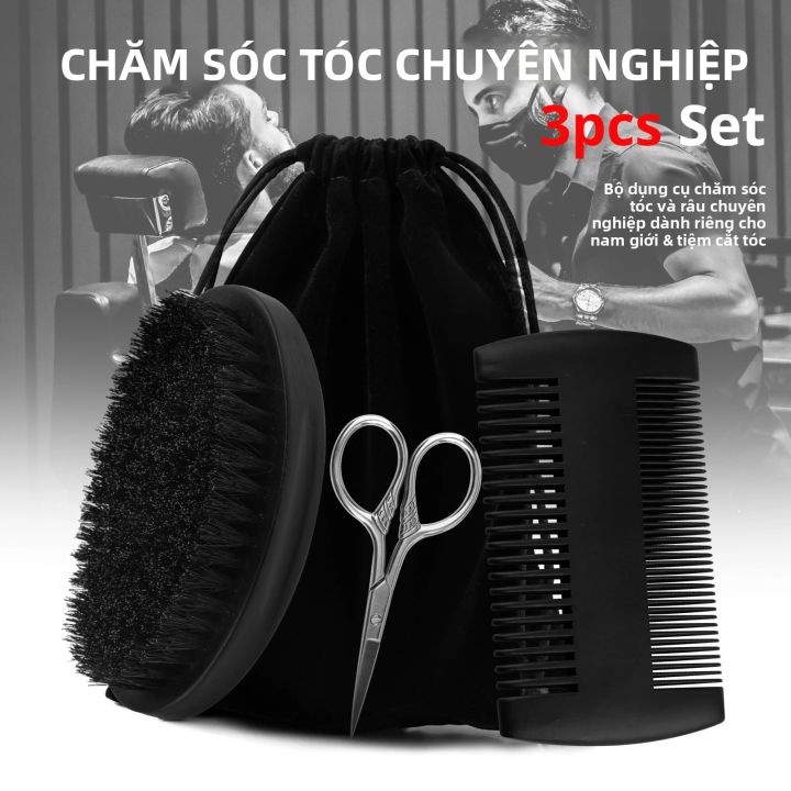 Bộ Cọ Cạo Râu Bằng Gỗ Tự Nhiên Cho Nam, Kèm Lược, Kéo, Dụng Cụ Chăm Sóc Râu, Làm Sạch Mặt, Tạo Kiểu Tóc, Bộ Dụng Cụ Gỗ Tự Nhiên