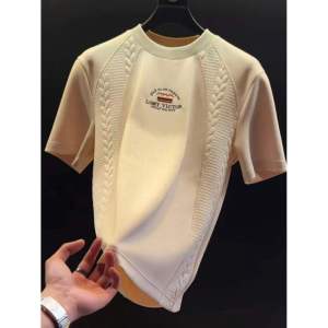 Kawadu | Round Neck Short Sleeve Embroidered Mix Colors Ice Silk Mens T-Shirt