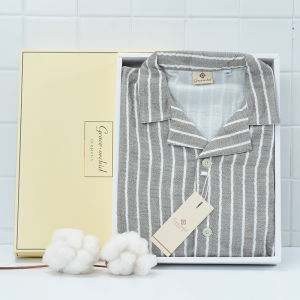 Comfortable Pure Cotton Sleepwear Home Clothes Set for Couples Breathable Spring Summer Skin-friendly Long Sleeve Pajamas