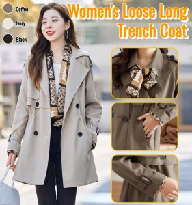 Loose Long Trench Coat for Women Mid Length Long Length Plus Size Bundle Borong Slim Looking Waist Trimming Windbreaker Jacket Outwear