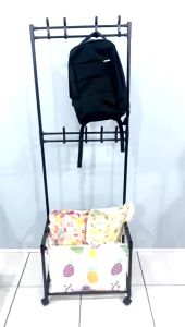 Zhizhutang Stand Hanger Single Rak Gantungan Tas Berdiri Keranjang Baju Kotor Dengan Roda