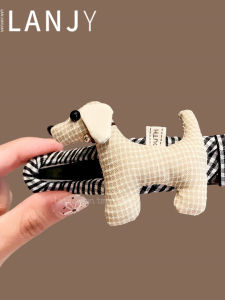 Cute Cartoon Bear Hair Clip Fashionable Korean Style Hair Accessories Versatile Plaid Fabric Duckbill Hair Clip for All Hair Types