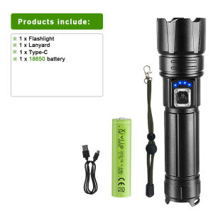 High Power Flashlight 89000000LM Strong XHP390 Flashlight Telescopic Zoom Rechargeable LED Torch for Hunting Outdoor Lighting